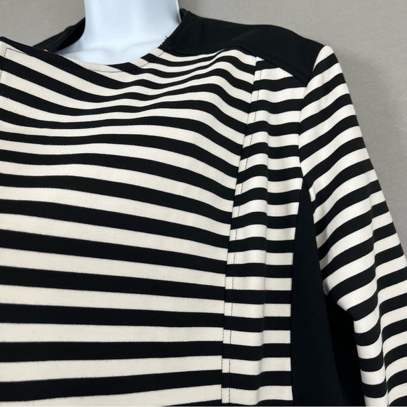 Chico’s Black Stripe Color Block Open Blazer - Picture 3 of 14
